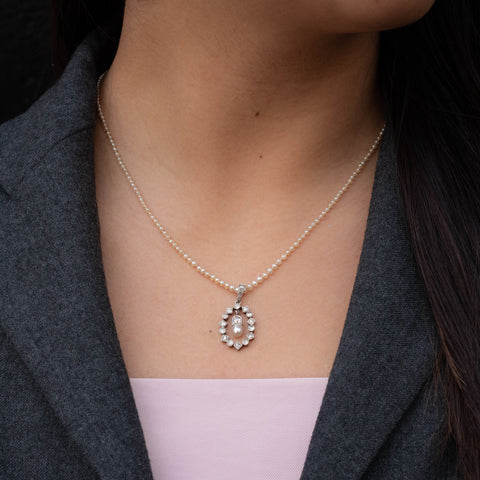 Pearl Necklace with Diamond Pendant c1900