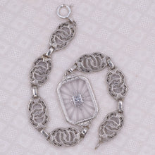 Camphor Glass & Diamond Filigree Bracelet