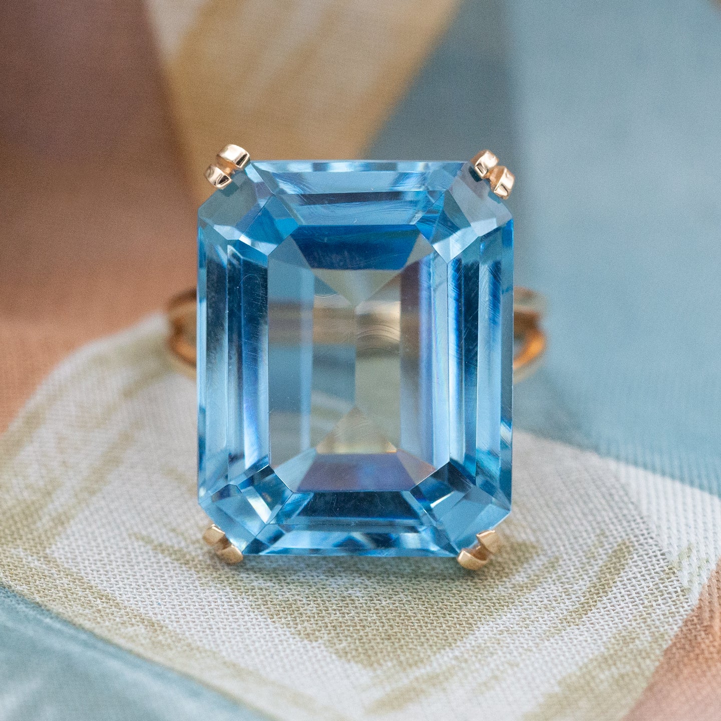 20 Carat Blue Topaz Cocktail Ring