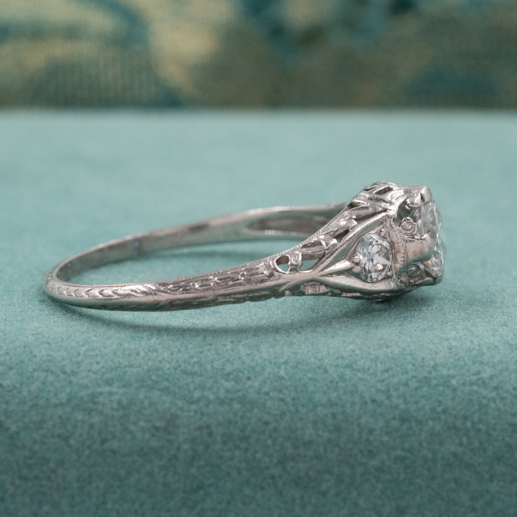 Art Deco Filigree Diamond Ring Pippin Vintage Jewelry