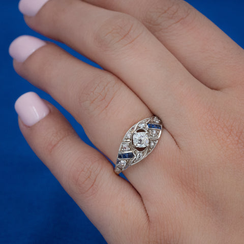 Antique Diamond & Sapphire Ring C. 1910s