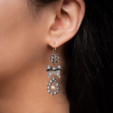 Georgian Revival Rose-Cut Diamond Earrings
