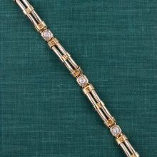 Double Tube-Link Bracelet with Diamonds c1980