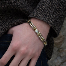 Double Tube-Link Bracelet with Diamonds c1980