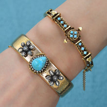 Turquoise and Rose-Cut Diamond Bangle c1890