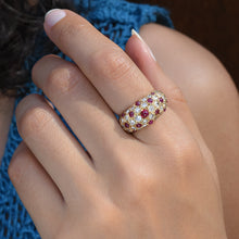 Ruby Cabochon and Diamond Pavé Bombe Ring