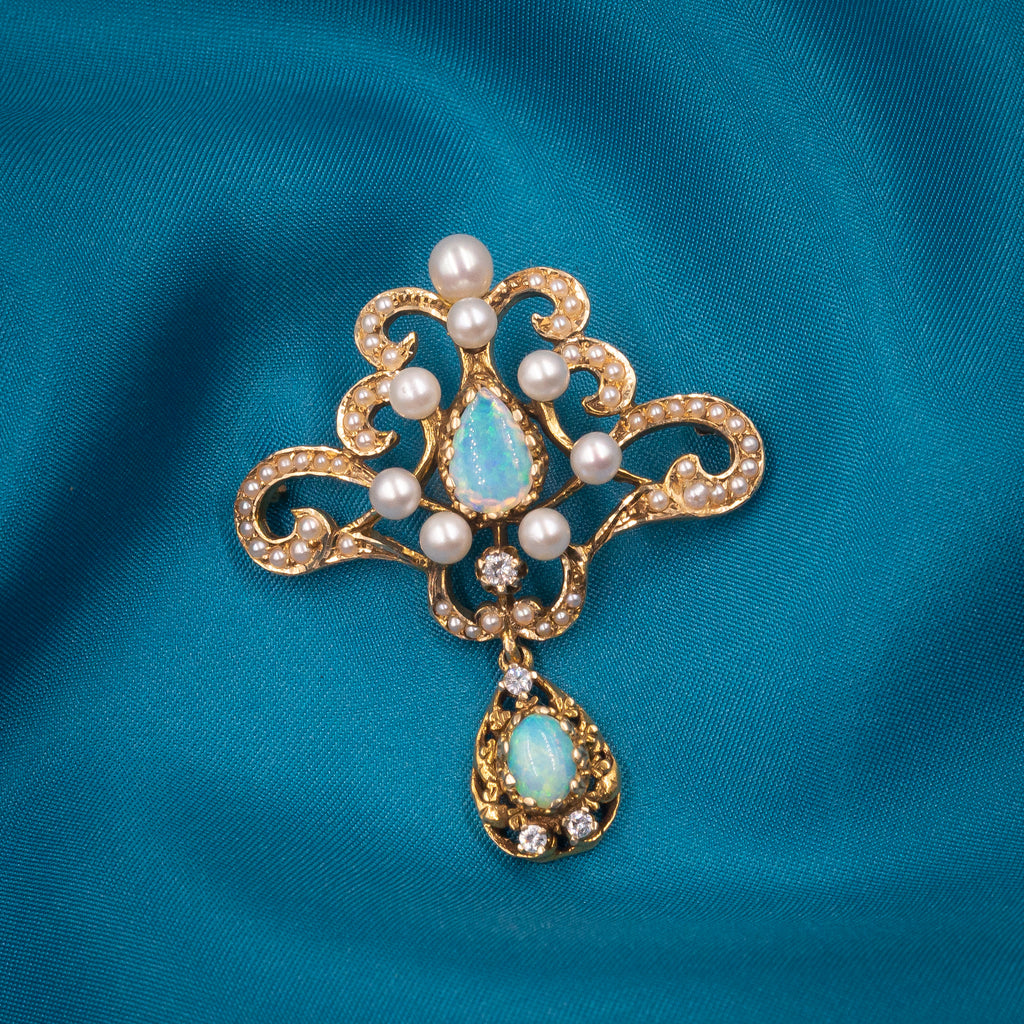 Victorian Revival Opal and Pearl Pendant Brooch – Stacey Fay Designs