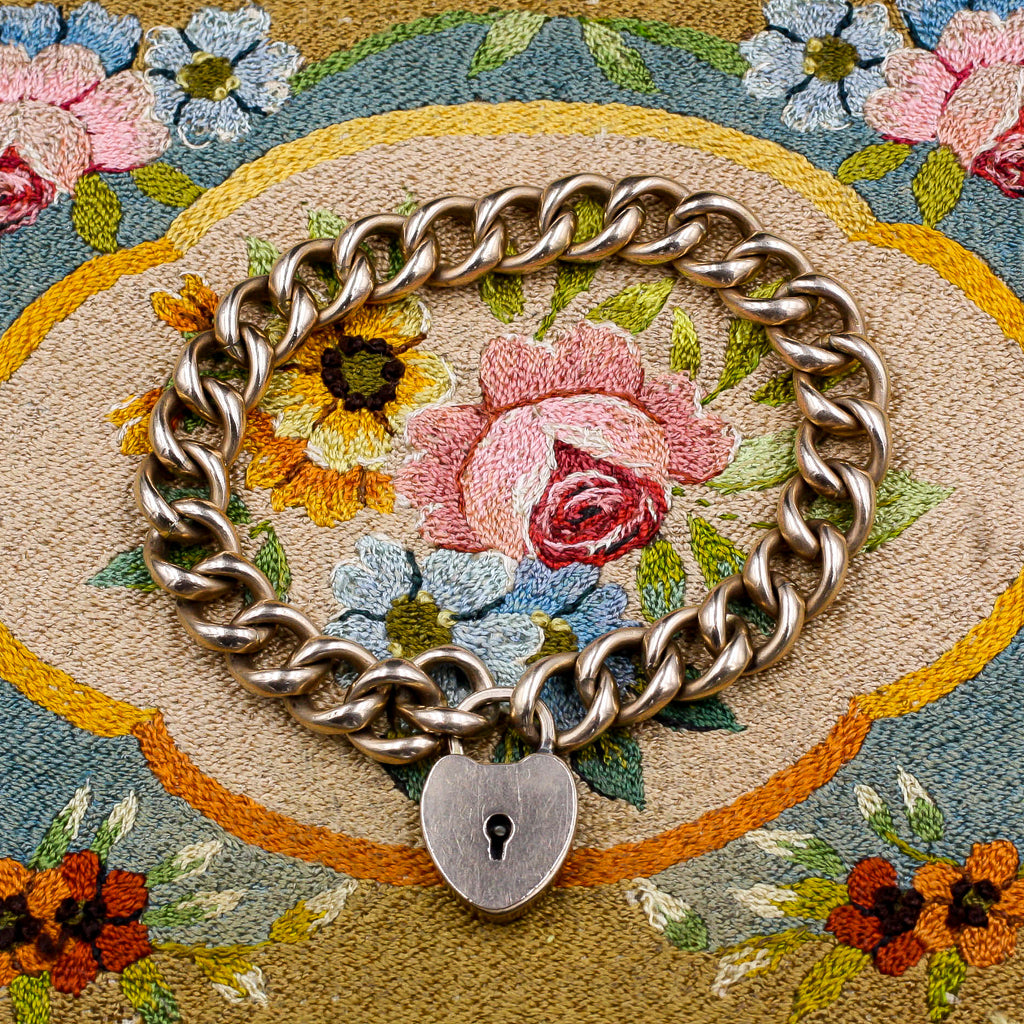 English Victorian Heart Lock Bracelet