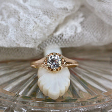 Perfect Antique Diamond Engagement Ring in Yellow Gold Belcher Style Mounting