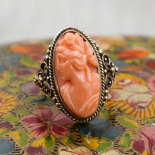 c1910 10k Handmade coral Cameo Ring- Front View