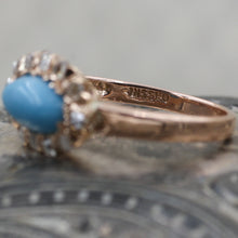 C1880 Turquoise and Rose Cut Diamond Ring- Hallmark
