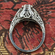 1920s Tall 18k Filigree GIA Certified Diamond Solitaire- Profile