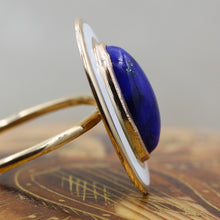 c1910 Lapis Lazuli and Enamel 14k Ring- Profile View