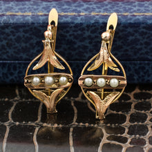Victorian Rose Gold and Seed Pearl Earrings