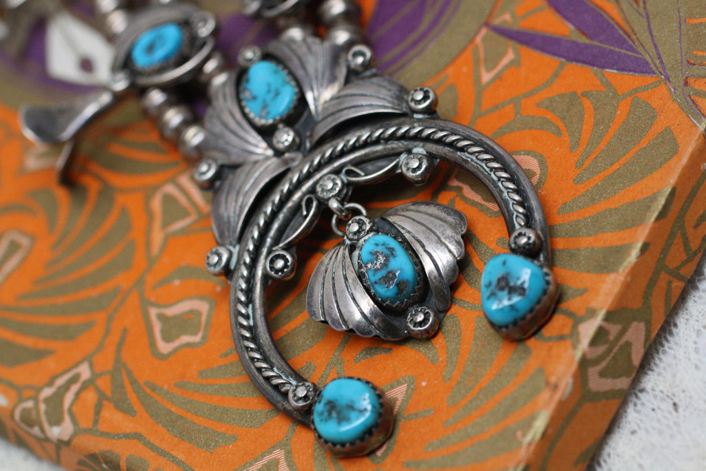 Old Pawn Native American Squash Blossom Necklace – Pippin Vintage