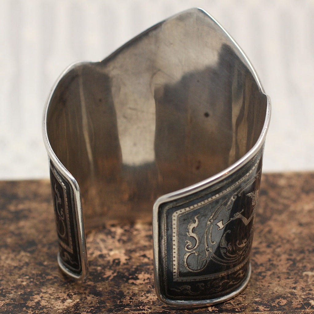 Circa 1930's-1940's Siam Sterling Niello Cuff