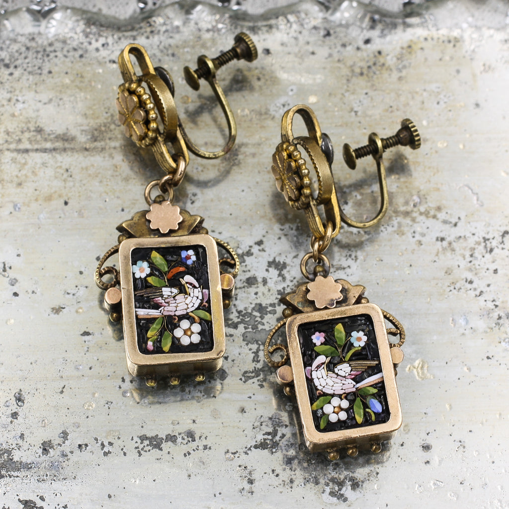 Boucles D'oreilles Vintage Rétro Micris - Métal Doré, Fermoir Clip, Occasion