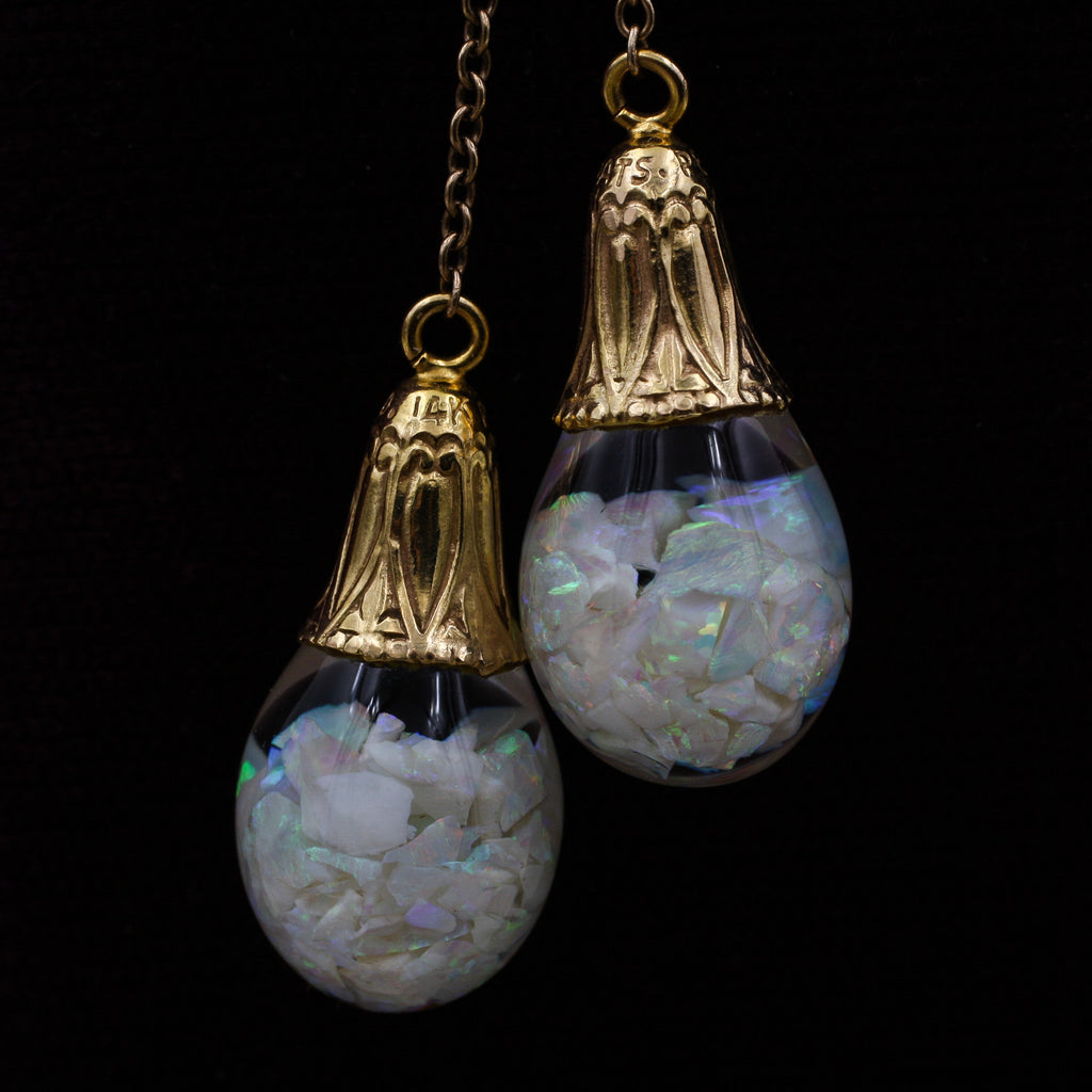 Antique floating store opal necklace