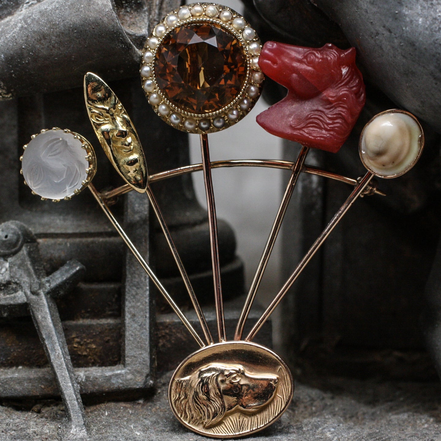 Antique Stick Pin Cluster Brooch