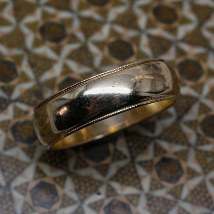 7mm Gold Band with Milgrain Edges