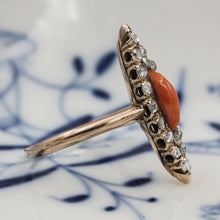 c1890 Coral and Diamond Navette
