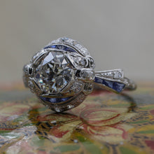 1920s Platinum 1.12ct Certified Diamond Bow Detail Ring