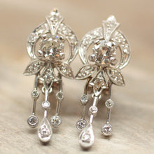 Circa 1920 Handmade Platinum & Diamond Earrings