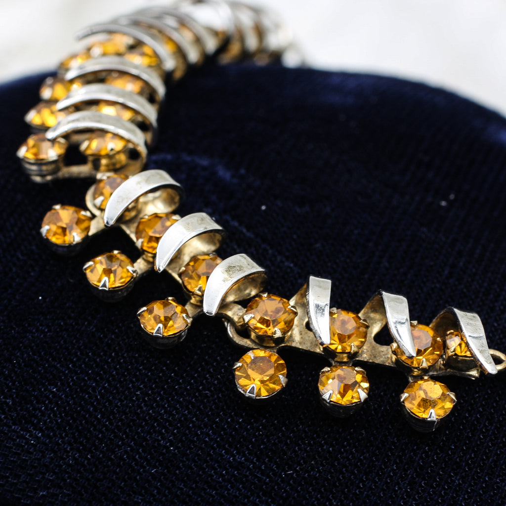 1950s Christian Dior by Kramer Amber Rhinestone Collar Necklace ...