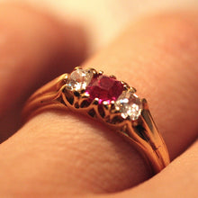 Circa 1890 14K Diamond & Ruby Ring