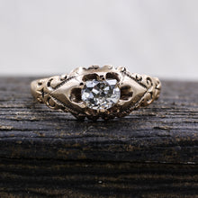 c1880 Old Mine Cut Diamond Rose Gold Solitaire- Front View