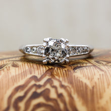 1940s Handmade Platinum Old European Cut Diamond Ring