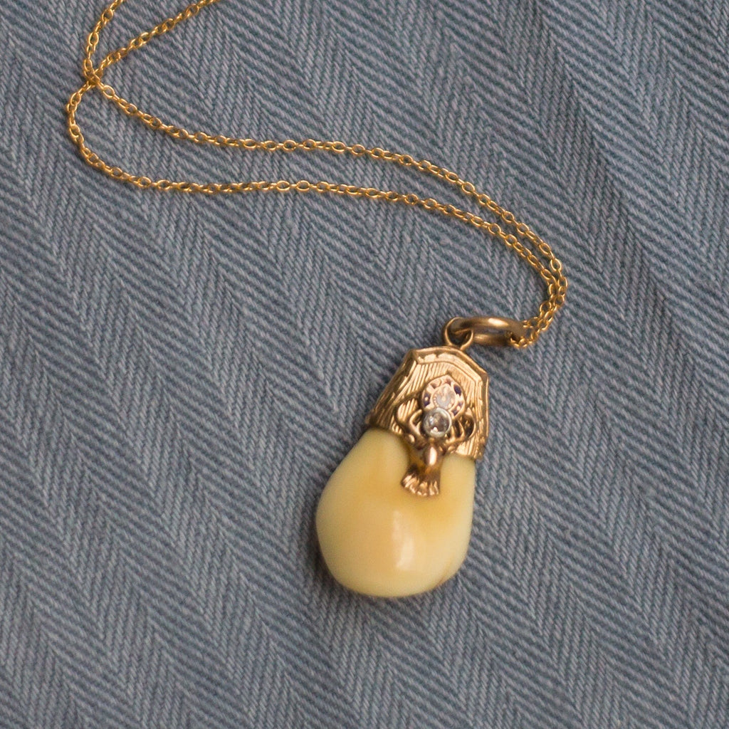 Antique 1900 BPOE store order of the elks 10k gold moose tooth pendant