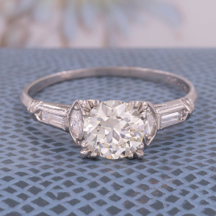 Mid-Century 1.30 Carat Transitional Diamond Ring
