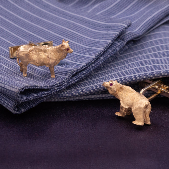 Bull & Bear Market Cufflinks c1980