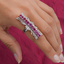 Pink Sapphire & Diamond Elongated Cocktail Ring c1960