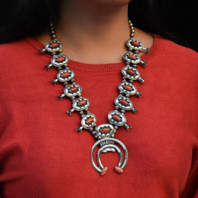 Coral Squash Blossom Necklace