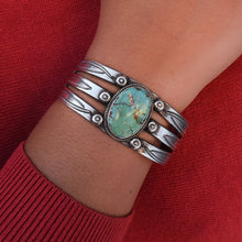 1940s Old Pawn Wide Silver Turquoise Cuff