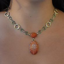 Art Deco Carved Carnelian & Enameled Gold Necklace