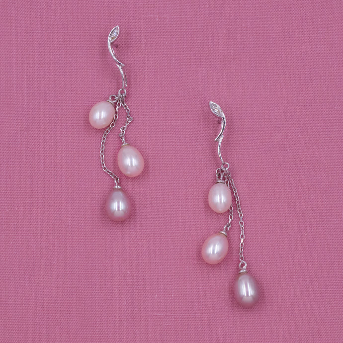 Triple Akoya Pearl Drop Earrings c1980