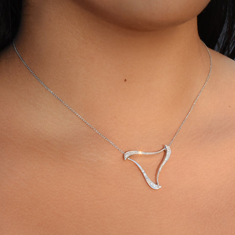Mid-century Pavé Diamond Triangle Necklace
