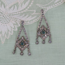 Victorian Rose-Cut Diamond and Emerald Chandelier Earrings