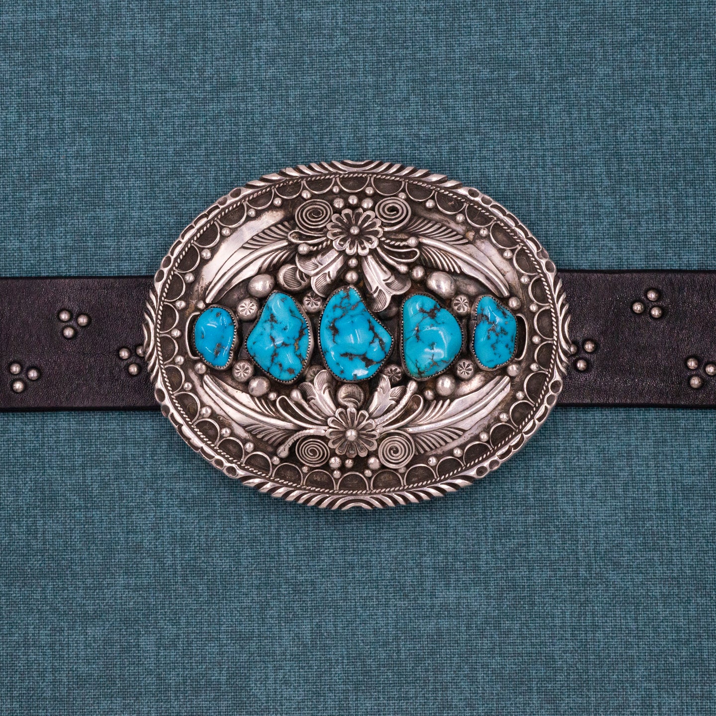 1985 Navajo Silver & Turquoise Belt Buckle