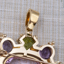 Vintage Amethyst & Peridot Pendant Brooch