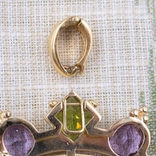 Vintage Amethyst & Peridot Pendant Brooch