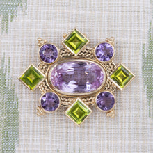 Vintage Amethyst & Peridot Pendant Brooch