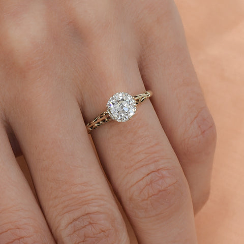 Old European Diamond Gold Filigree Solitaire c1910