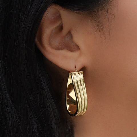 Gold Flat Twist Hoop Earrings