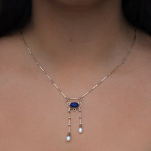 Imperial Lapis & Pearl Lavaliere c1910