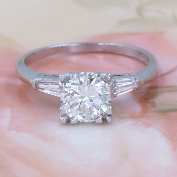 Midcentury 1.22 Carat Colorless Diamond Ring