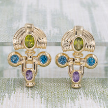 Vintage Multi-Gem Statement Earrings